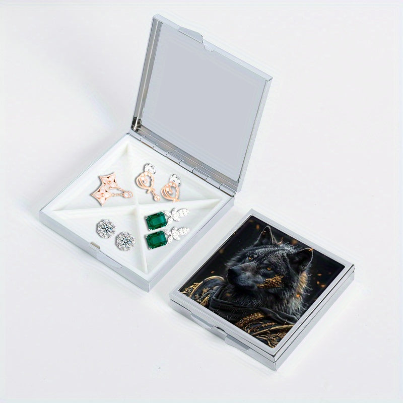 Wolf Armor Square Pill Box 4 Compartments Portable Medicine Organizer