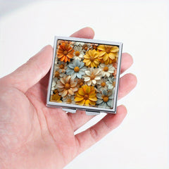 Patterned Square Medicine Box Portable Four Compartment Pill Box