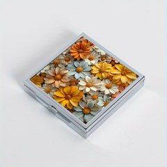 Patterned Square Medicine Box Portable Four Compartment Pill Box