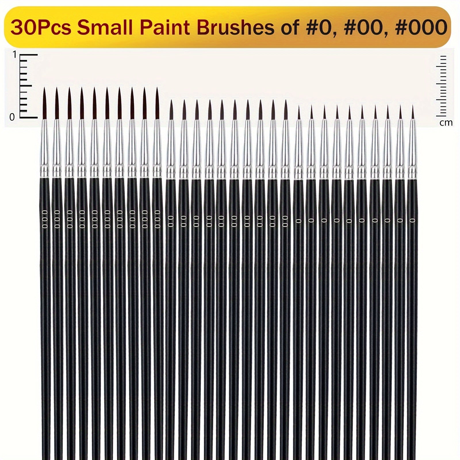 30 Detail Brush Set for Miniatures & Crafts Nylon Bristles for Painting Brushes