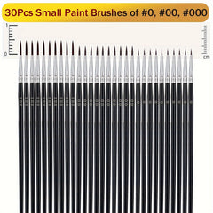 30 Detail Brush Set for Miniatures & Crafts Nylon Bristles for Painting Brushes