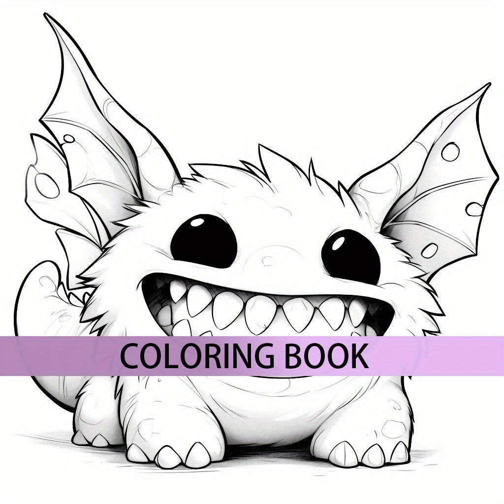 Deluxe Little Monster Coloring Book 22 Thick Pages Unique Cover for Relax & Emot