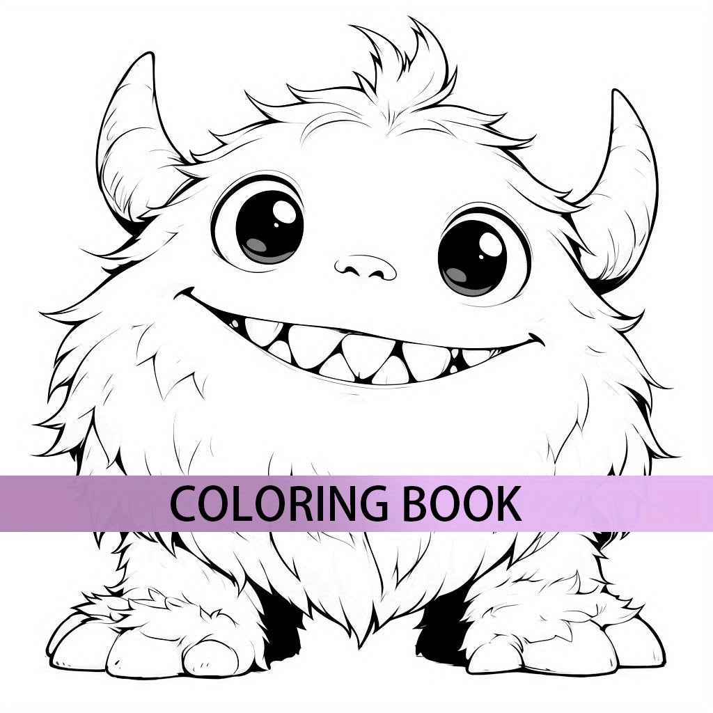Deluxe Little Monster Coloring Book 22 Thick Pages Unique Cover for Relax & Emot