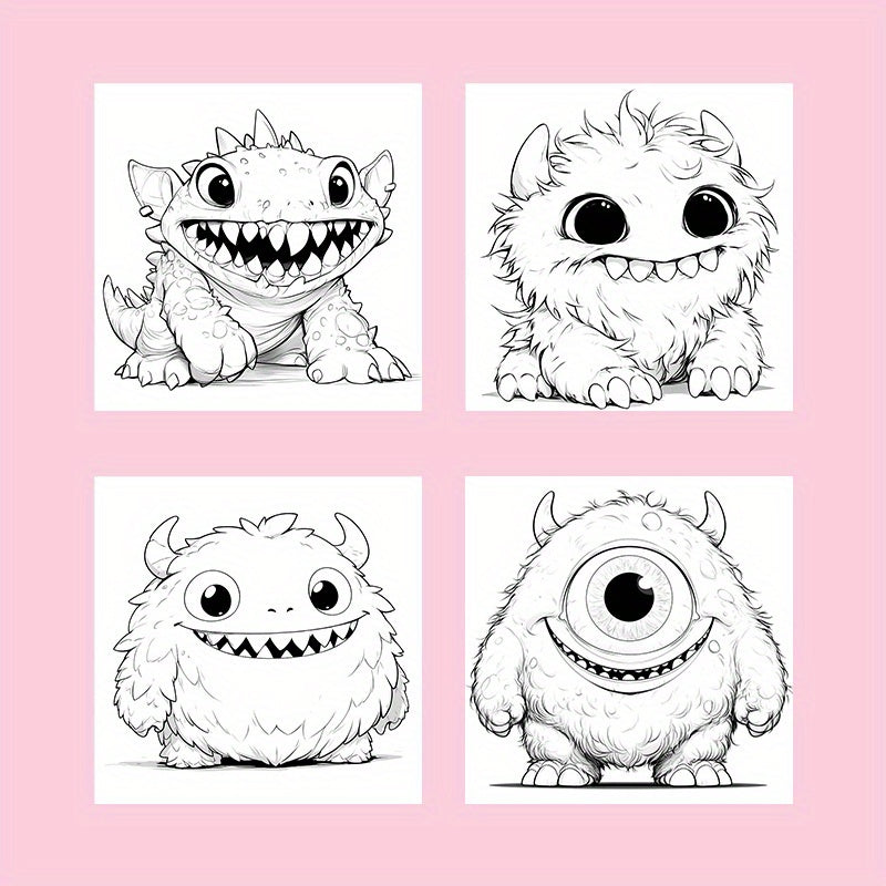 Deluxe Little Monster Coloring Book 22 Thick Pages Unique Cover for Relax & Emot