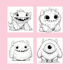 Deluxe Little Monster Coloring Book 22 Thick Pages Unique Cover for Relax & Emot