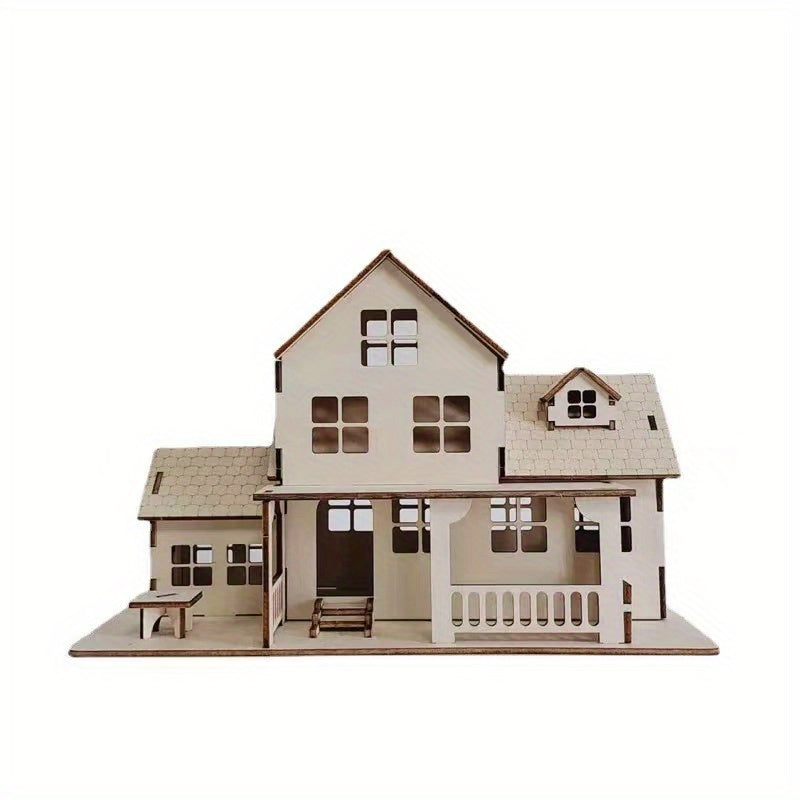 DIY 3D Wooden Villa Model Kit Handcrafted Puzzle Teens Creative Gift Idea