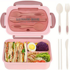 LeakProof Bento Box for Adults with Utensils 3 Compartment Microwave Safe Pink