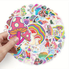 50pcs Mushroom Aesthetics Stickers for Laptop Water Cup Skateboard Phone Guitar