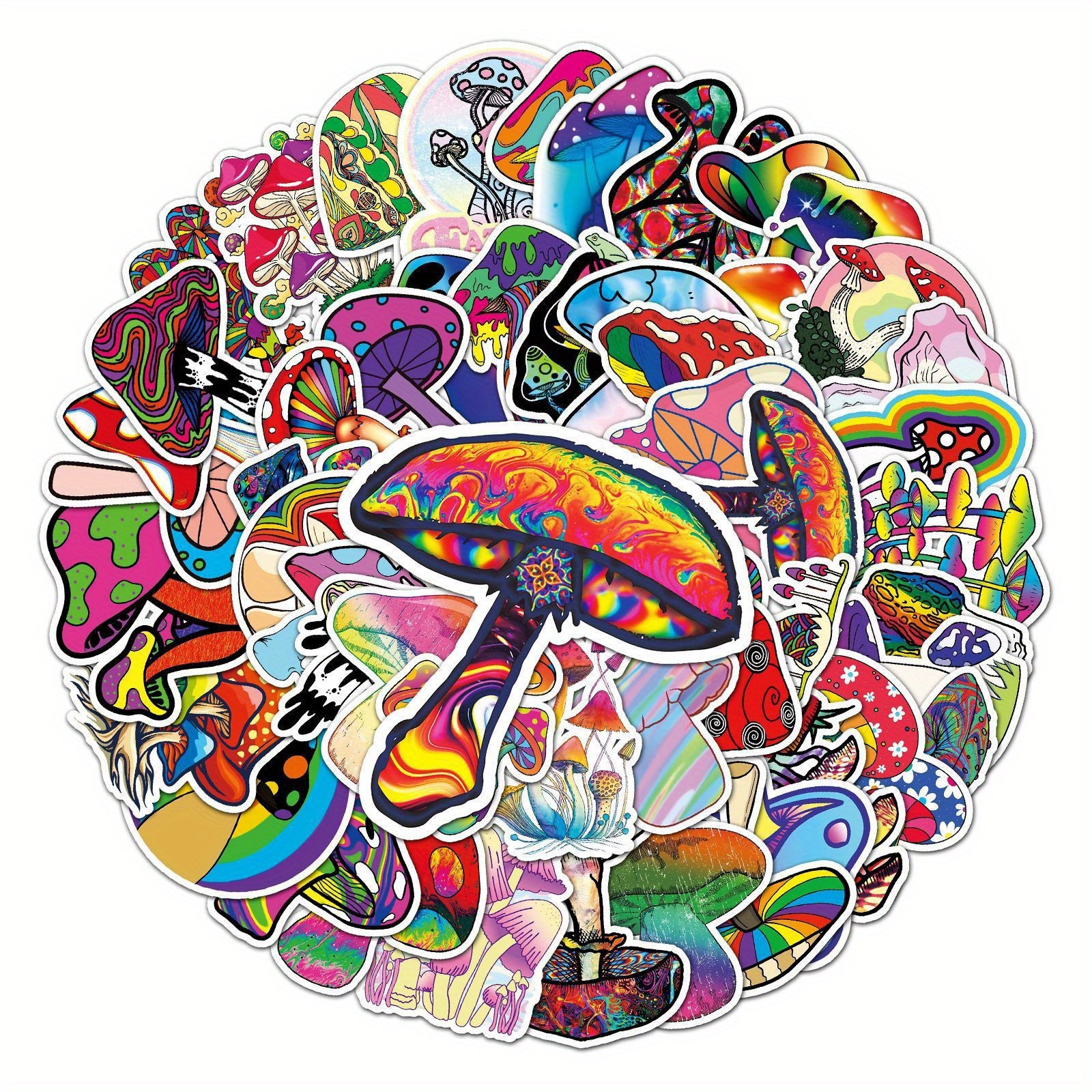 50pcs Mushroom Aesthetics Stickers for Laptop Water Cup Skateboard Phone Guitar