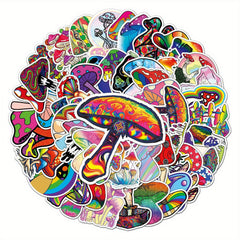 50pcs Mushroom Aesthetics Stickers for Laptop Water Cup Skateboard Phone Guitar