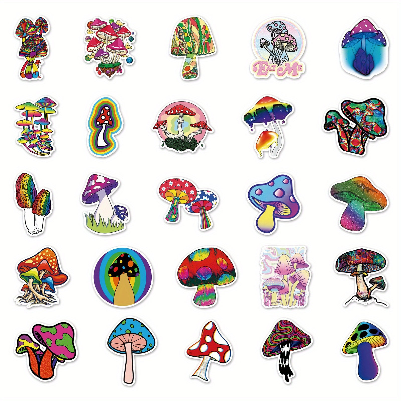 50pcs Mushroom Aesthetics Stickers for Laptop Water Cup Skateboard Phone Guitar