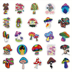 50pcs Mushroom Aesthetics Stickers for Laptop Water Cup Skateboard Phone Guitar