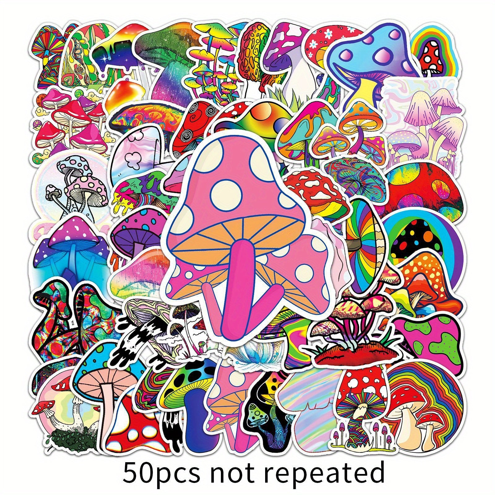 50pcs Mushroom Aesthetics Stickers for Laptop Water Cup Skateboard Phone Guitar