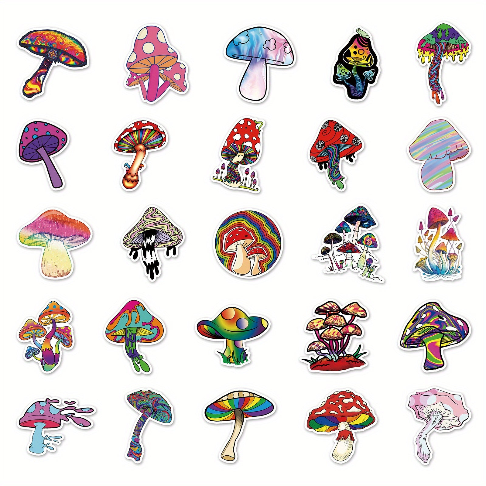 50pcs Mushroom Aesthetics Stickers for Laptop Water Cup Skateboard Phone Guitar