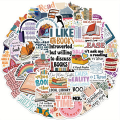50pcs Bookish Aesthetics Stickers for Laptop Phone Guitar Toy Motorcycle Car
