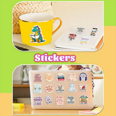 50pcs Bookish Aesthetics Stickers for Laptop Phone Guitar Toy Motorcycle Car