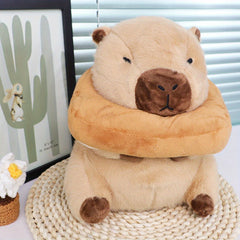 9" Capybara Plush Toy with Toast Soft Realistic Stuffed Animal - Red