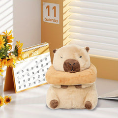 9" Capybara Plush Toy with Toast Soft Realistic Stuffed Animal - Red