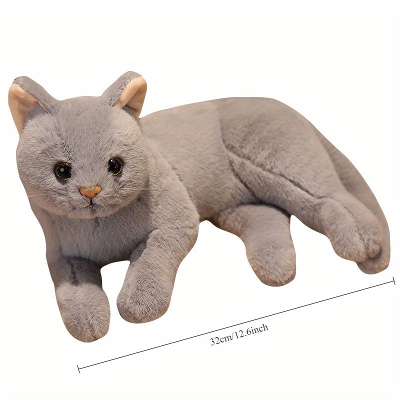 Soft Polyester Cat Plush Toy Realistic Animal Doll for Children 0-3 Years
