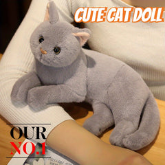 Soft Polyester Cat Plush Toy Realistic Animal Doll for Children 0-3 Years