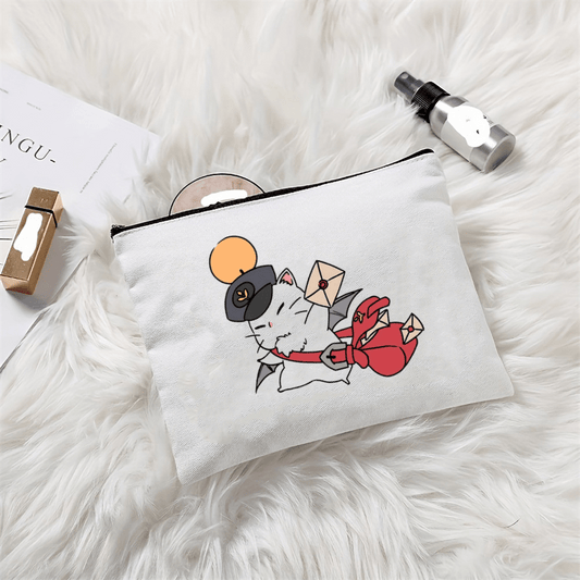 Ceramic Cosmetic Pouch with Mailman Cat - Ideal Gift for Teen Girls