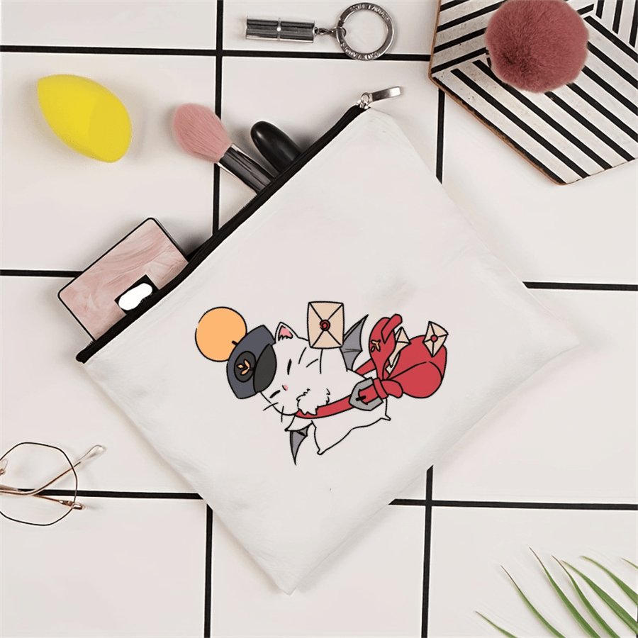 Ceramic Cosmetic Pouch with Mailman Cat - Ideal Gift for Teen Girls