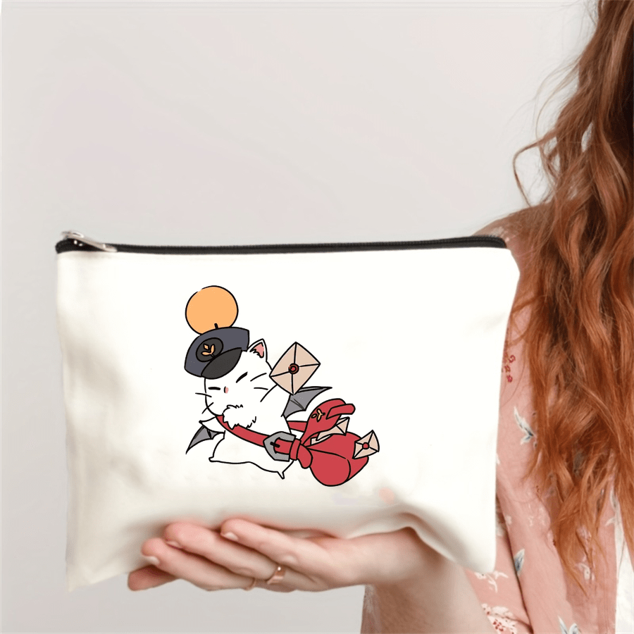 Ceramic Cosmetic Pouch with Mailman Cat - Ideal Gift for Teen Girls