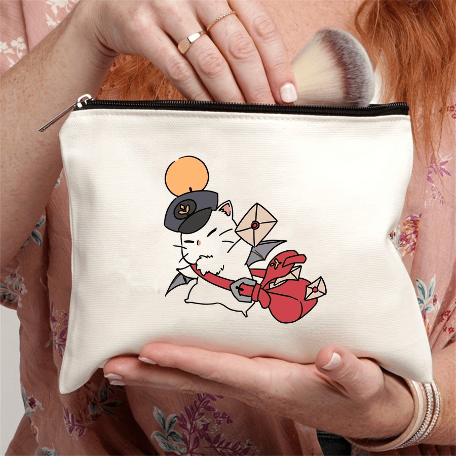 Ceramic Cosmetic Pouch with Mailman Cat - Ideal Gift for Teen Girls