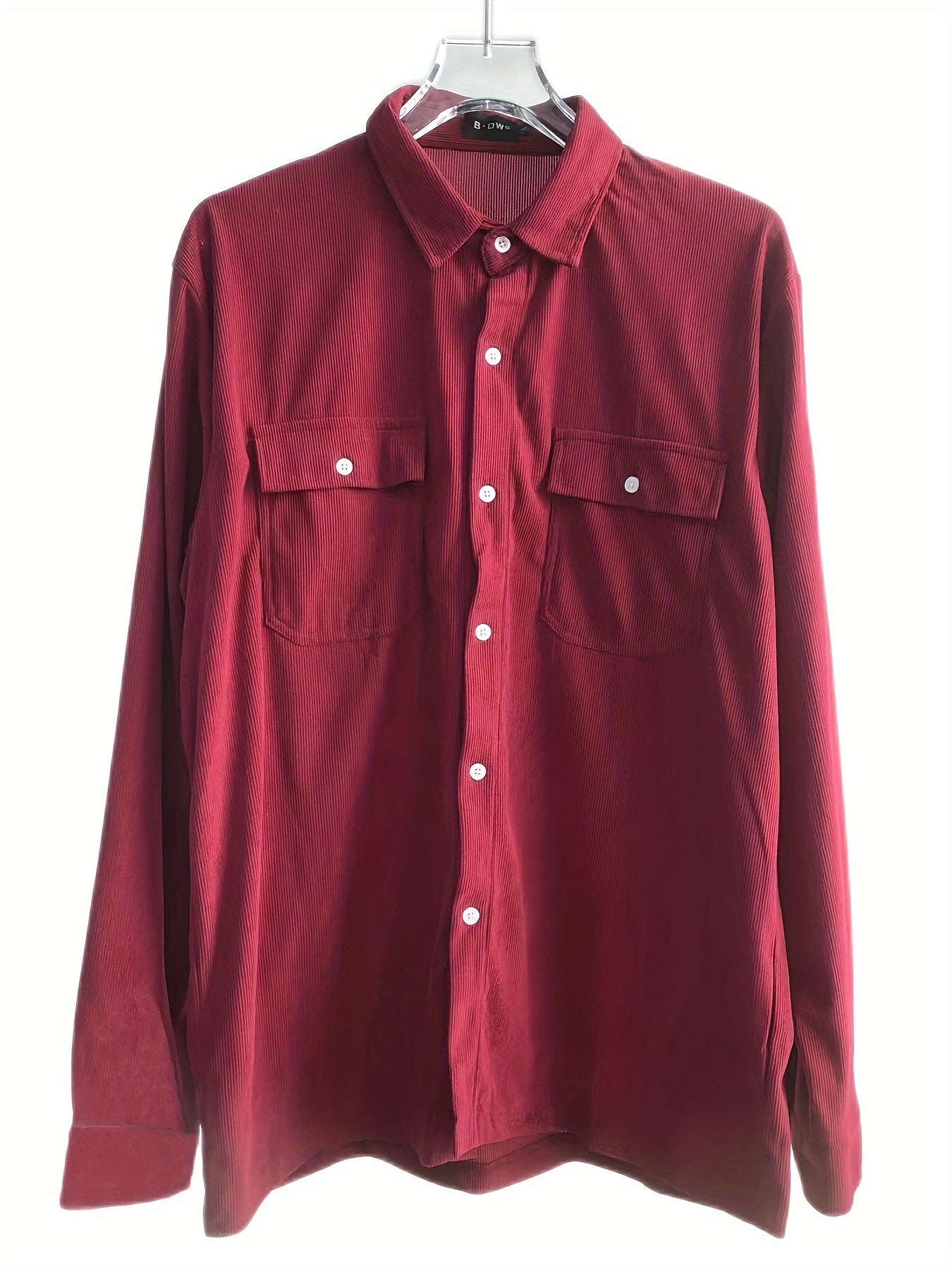 Men's Casual Button Up Long Sleeve Shirt with Flap Pocket