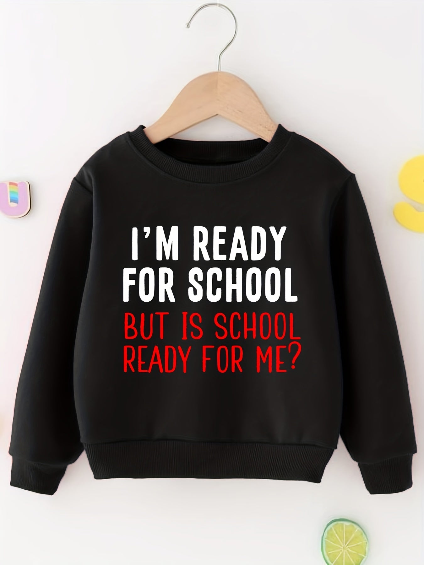Boys School Letter Print Pullover Sweatshirt