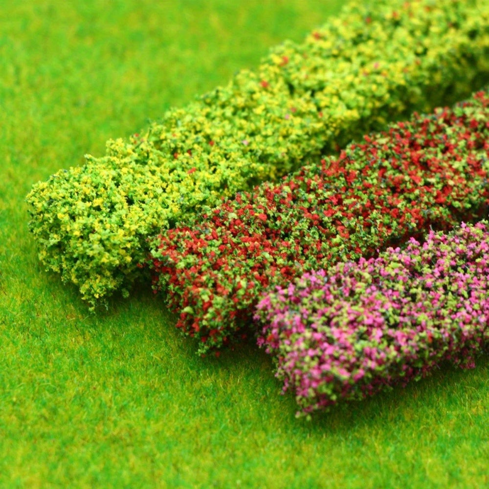2pcs Green Bush Strips with Fence for Sand Table Model DIY