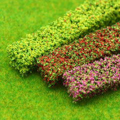 2pcs Green Bush Strips with Fence for Sand Table Model DIY