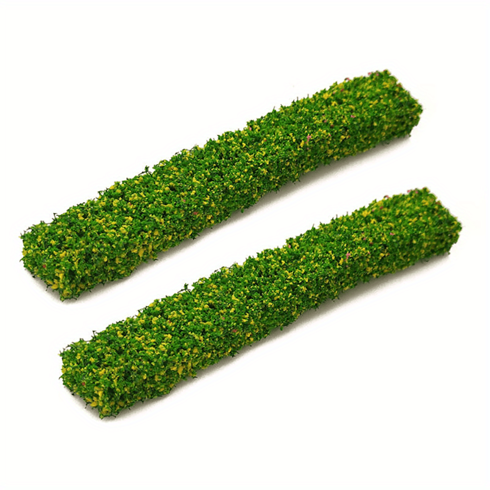 2pcs Green Bush Strips with Fence for Sand Table Model DIY