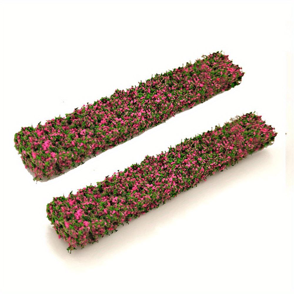 2pcs Green Bush Strips with Fence for Sand Table Model DIY