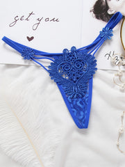 Floral Embroidery Thongs Sheer Intimates Panties