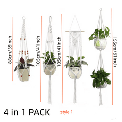 4 Pack Tassel Plant Hanging Rack with Wooden Beads