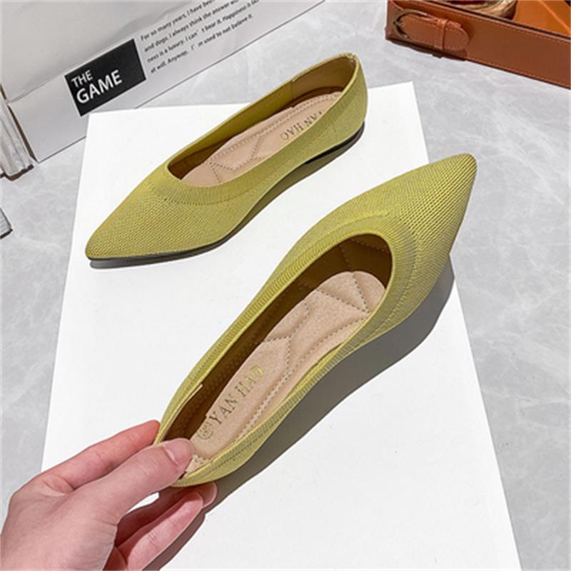 Women's Knitted Flat Shoes Soft Sole Slip On Casual Flats