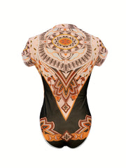 Boho Style Crew Neck Bodysuit One Piece Bodysuit for Spring & Summer