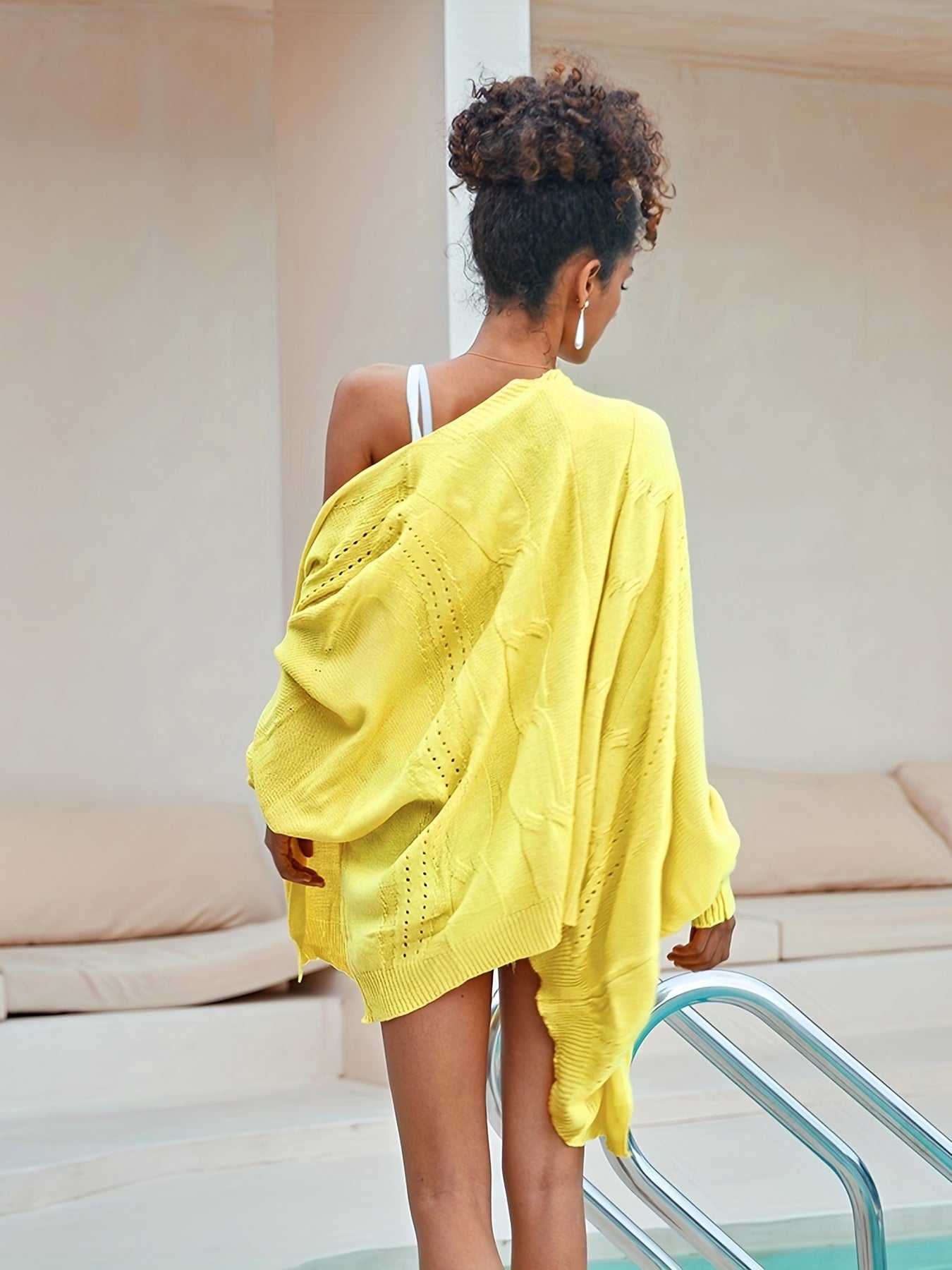 Vacay Cardigan Women's Plus Solid Bat Sleeve Open Front
