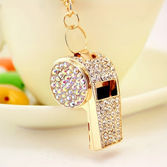 Self Defense Whistle Keychain With Rhinestone Inlaid