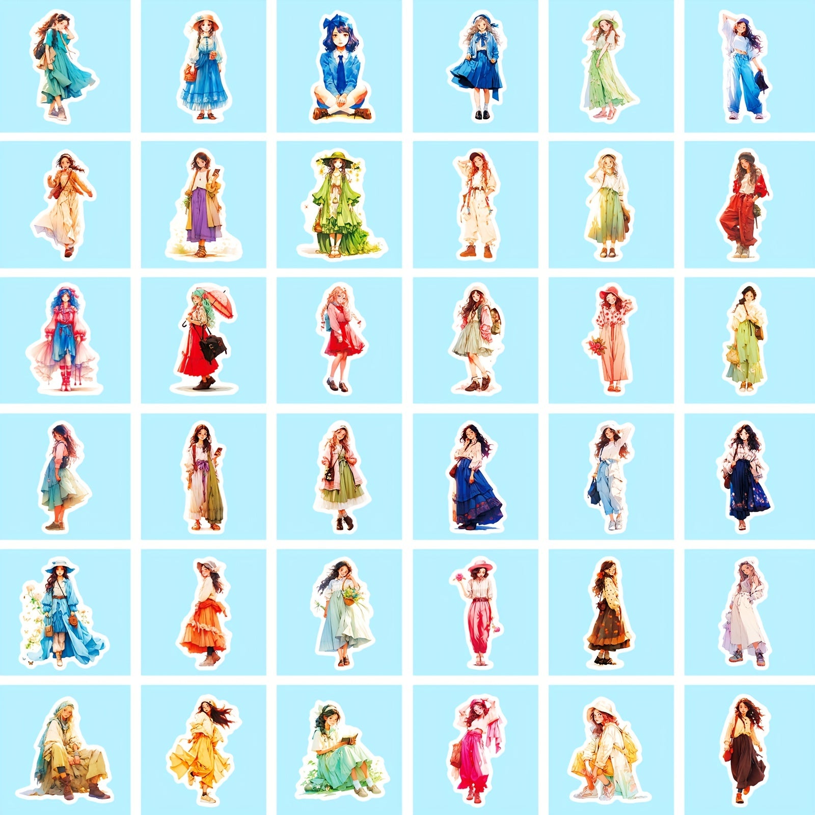 100pcs Urban Girl Dressing Stickers Four Seasons Character Graffiti DIY Stickers