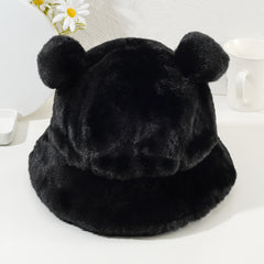 Panda Fisherman Hat Winter Plush Ear Protection Bucket Hat Warm Hat