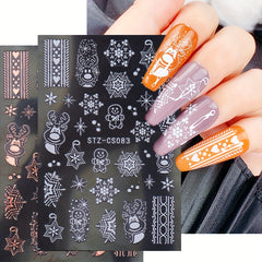 Christmas Nail Art Decals Winter Snowflake Reindeer Gingerbread Man Glitter