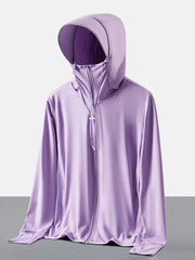 UPF 50 Sun Protection Shirt with Zipper Pockets & Removable Hat Brim