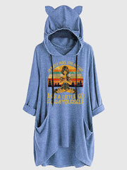 Graphic Print Drawstring Loose Hoodie Casual Hooded Pocket Sweatshirt
