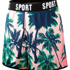 Tropical Print Pajama Shorts Women's Plus