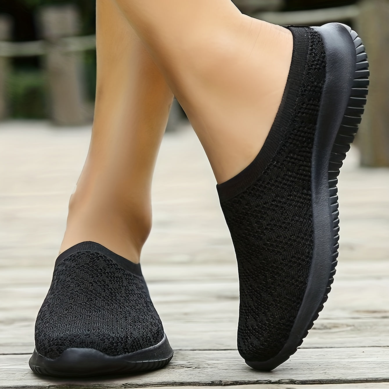 Women's Knitted Walking Mules Shoes Lightweight Non slip Shoes