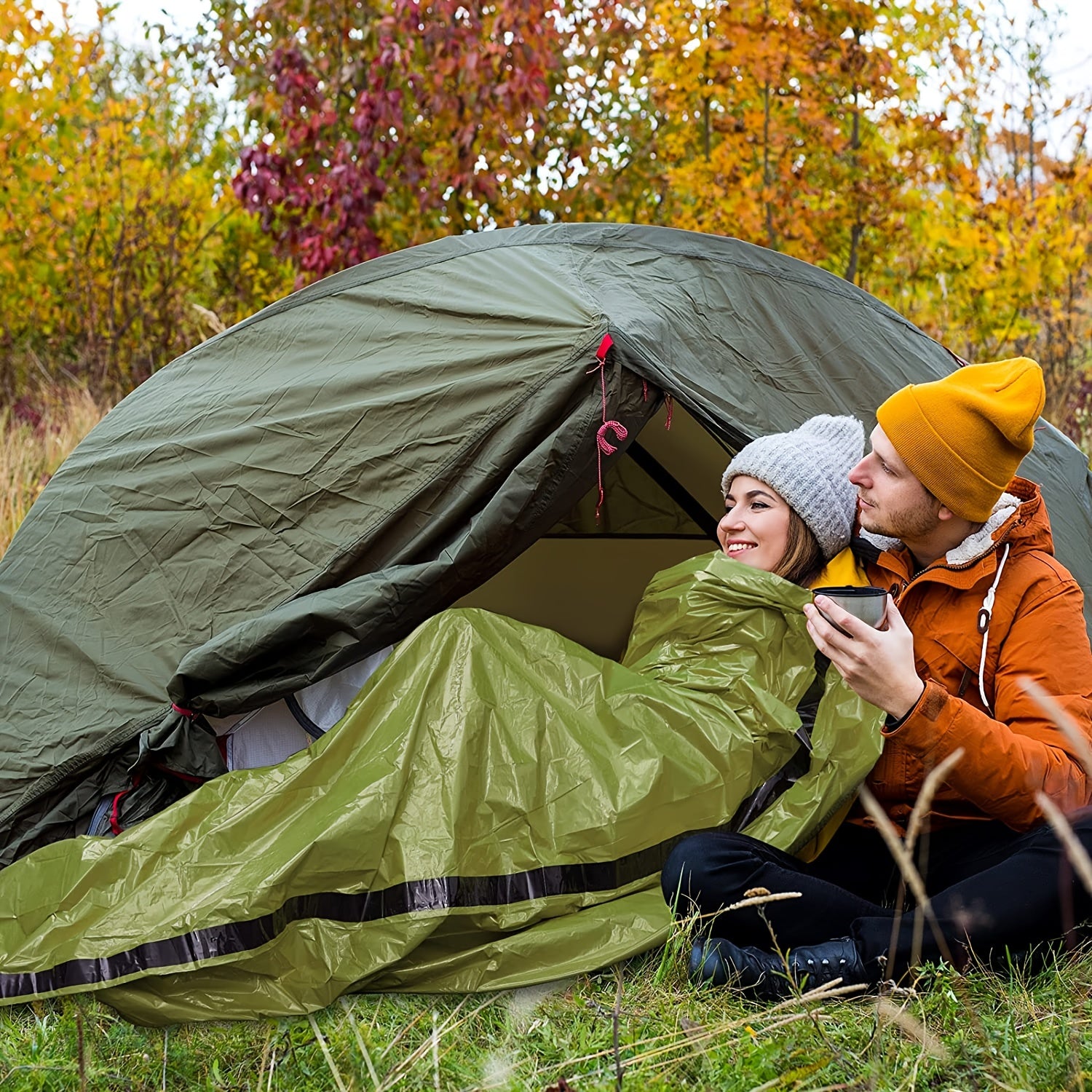 Double Layer Emergency Sleeping Bag with Nylon Storage Bag