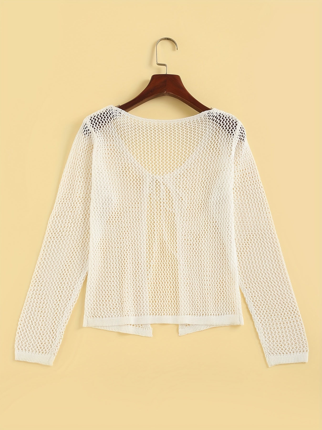 Crochet Coverup Tie Front Long Sleeve Cardigan