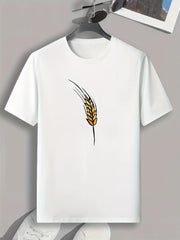 Wheat Pattern Print Men's Sports T-shirt